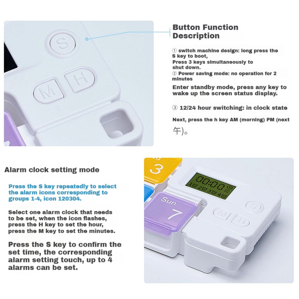 ⏰Weekly Pill Case with Smart Alarm Reminder 🎯 7 Compartments Pill Dispenser for Travel & Daily Medication 🚀