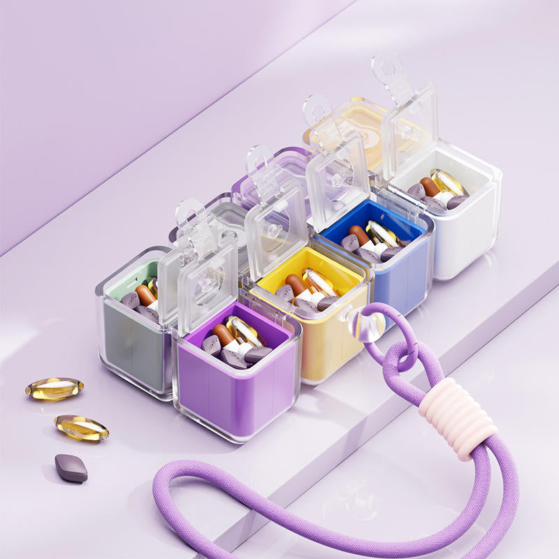 ✨ Compact 4-Grid Pill Storage Box | Airtight Sealed Tablet Divider | Portable Daily Medicine Container for Travel & Pocket💊